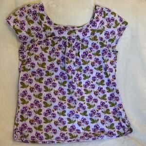 Handmade Lavender Pansies Bees Floral Ladies Top Size Medium NWOT